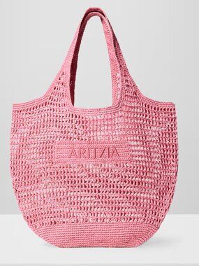 NWOT Aritzia Awayday Handmade Straw Tote Bag - Hot Pink